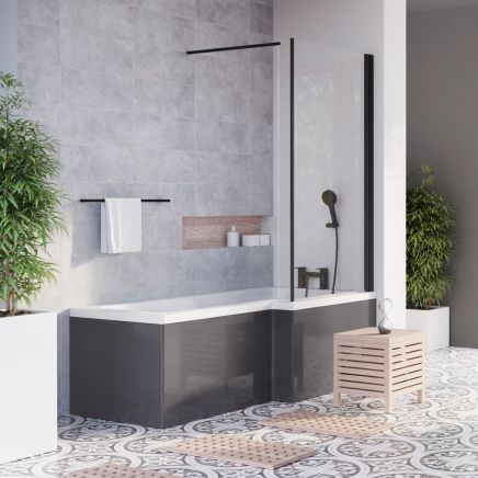 Anthracite L-Shape Front Bath Panel 1700mm