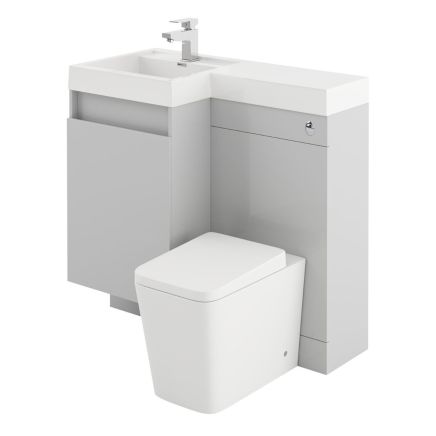 Summers Gloss Light Grey Left Hand Combination Vanity Basin and WC Unit 900mm