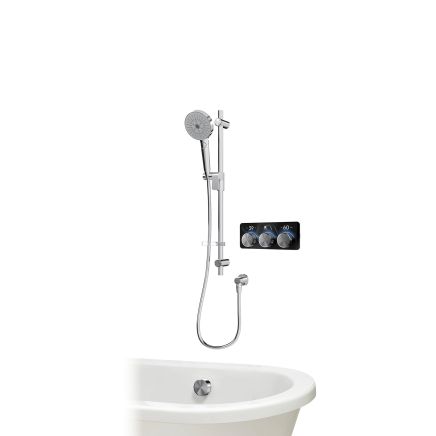 Aqualisa S3 Chrome Smart Digital Shower Dual Outlet (Slide Rail Kit with Bath Filler) HP/Combi