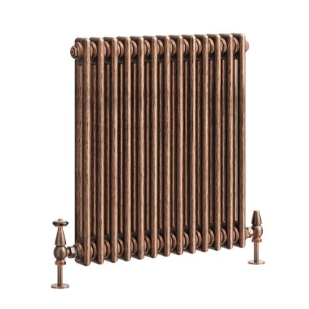 Clement Antique Copper Double Horizontal Column Radiator - 600x605mm