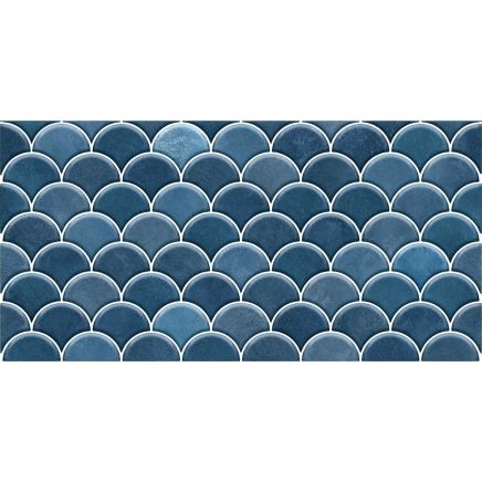 Atlantis Dark Blue Gloss Decor Ceramic Tile 600x300mm