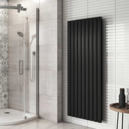 Perth Matt Black Double Vertical Flat Panel Radiator 1600x610mm