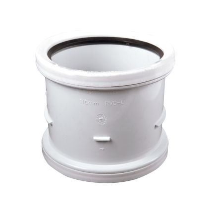 Wavin Osma Soil White PVC-U Double Socket Slip Coupler 110mm - 4s105w
