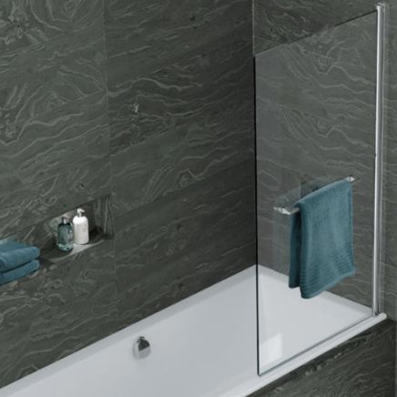 Kudos Inspire 6mm Single Panel Bath Screen with Towel Rail 1500x850mm