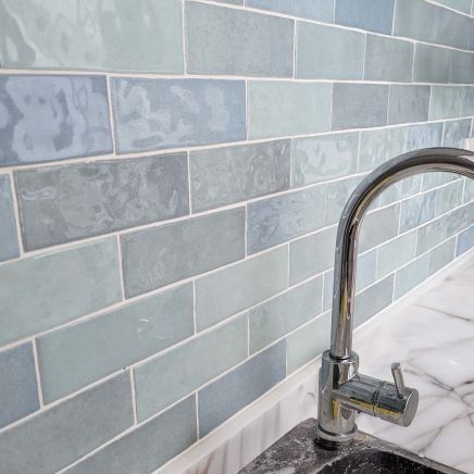 Napoli Cielo Gloss Porcelain Brick Tile - 200x65mm