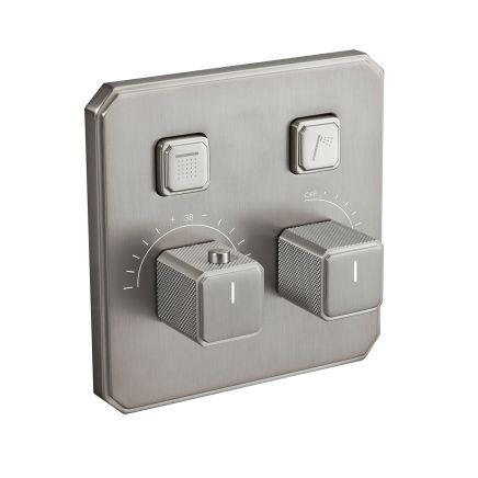 Flint Brushed Nickel Square Concealed Thermostatic Shower Valve With Dual Outlet