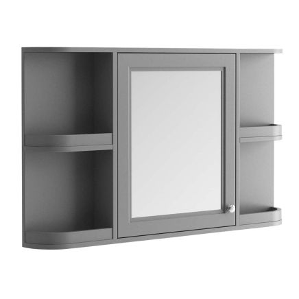 Richmond Traditional Light Grey Curved Mirrored Wall Bathroom Cabinet 1170x700mm