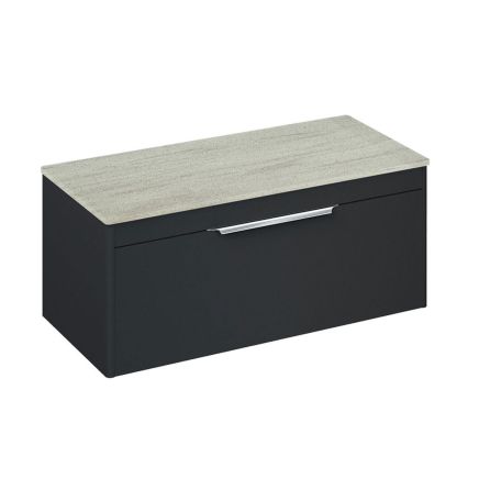 Britton Shoreditch Matt Grey Single Drawer Wall Hung Vanity Unit with Concrete Haze Worktop 1000mm