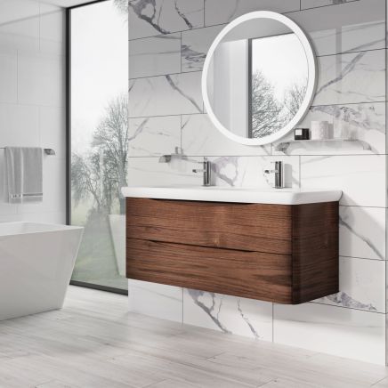 Erin Rosewood Wall Hung Vanity Unit with Link Resin Basin 1200mm