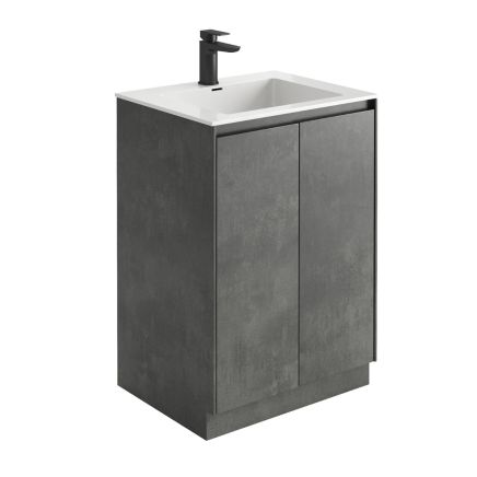 Odion Concrete Floor Standing Vanity Unit with White Basin 600mm