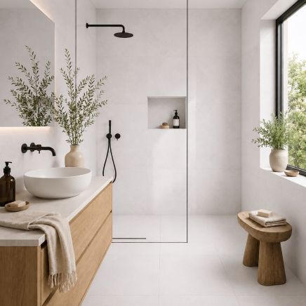 Zenia Perla White Concrete Porcelain Tile 598x598mm