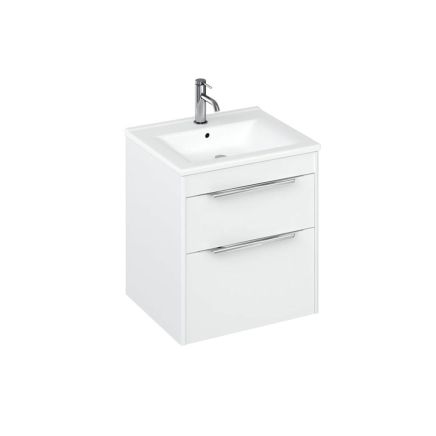 Britton Shoreditch Matt White Double Drawer Wall Hung Vanity Unit with Square Basin 550mm