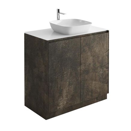 Odion 900mm Floor Standing Vanity Unit in Metallic with White Worktop