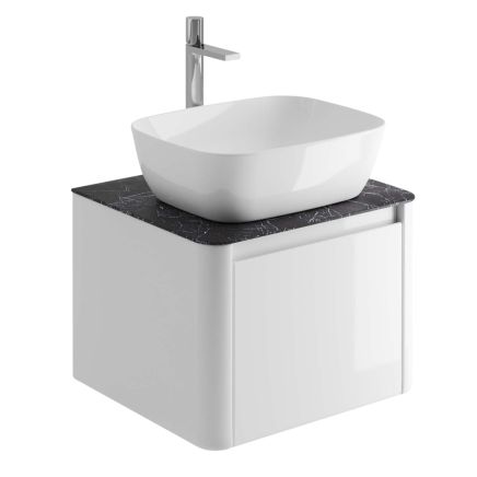 Callerton Gloss White Wall Hung Vanity Unit with Italian Slate Worktop 550mm