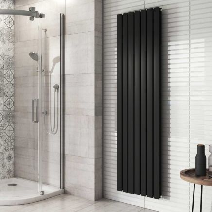 Perth Matt Black Double Vertical Flat Panel Radiator 1800x475mm