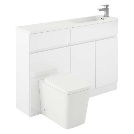 Hudson Gloss White Combination Vanity Basin & WC Unit 1200mm