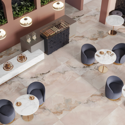 Odin Rosa High Gloss Porcelain Onyx Tile 1200x600mm