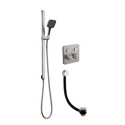 Flint Double Outlet Concealed Valve Shower Pack with Bath Filler - Brushed Nickel