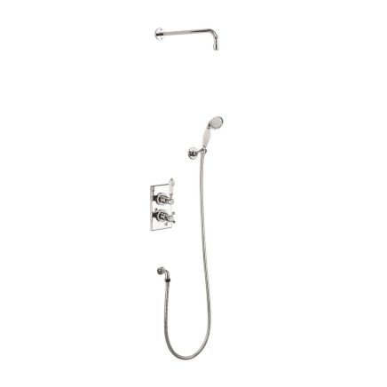 Burlington Trent Chrome Thermostatic Dual Outlet Concealed Shower Valve, Hose & Handset Pack