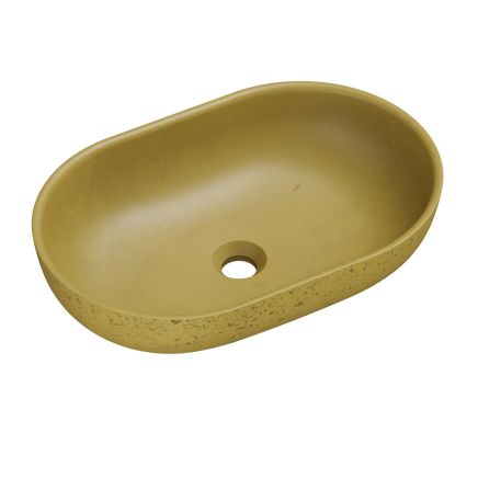 Brava Mustard Travertine Texture Concrete Oval Countertop Basin 530x350mm