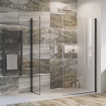 Oxford Black Walk-In Wetroom Shower Screen 980mm