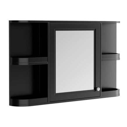 Richmond Traditional Black Curved Mirrored Wall Bathroom Cabinet 1170x700mm