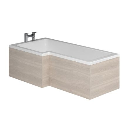 Light Elm L-Shaped Front Bath Panel 1700mm