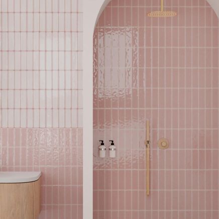 Santa Cruz Base Pink Gloss Brick Tile 200x65mm
