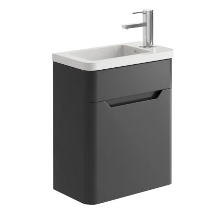 Ellis Charcoal Wall Hung Cloakroom Vanity Unit with Ceramic Basin 450mm