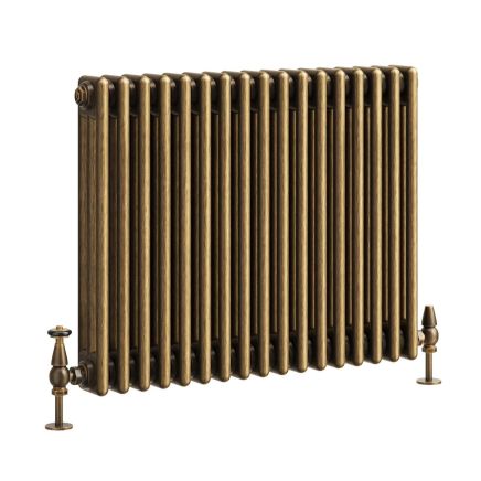 Clement Antique Brass Triple Horizontal Column Radiator - 600x785mm