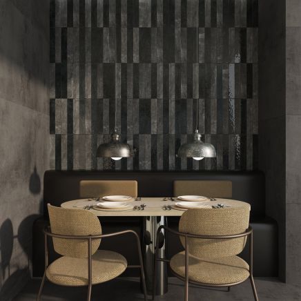 Prezza Noir Decor Line Matt & Glossy Porcelain Brick Tile - 100x300mm