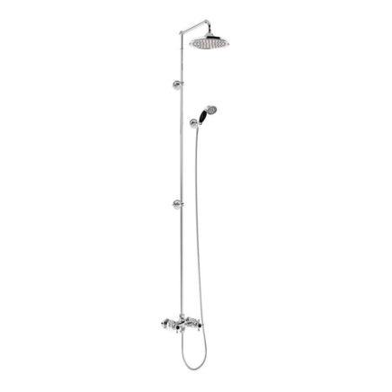 Burlington Eden Chrome Exposed Bar Valve Shower Pack with 9" Fixed Shower Head, Extended Rigid Riser & Black Accents