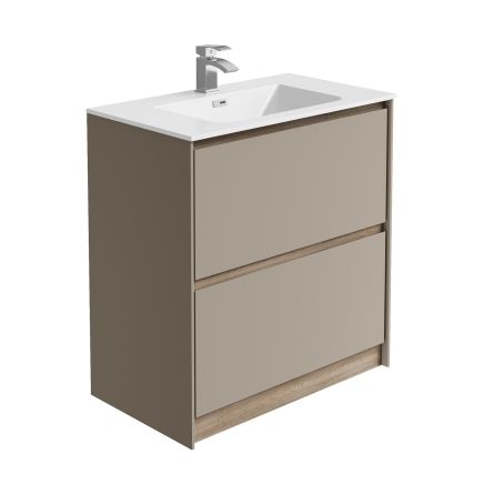 Newbury Floor Standing Vanity Unit in French Grey & Sawn Oak - 800mm