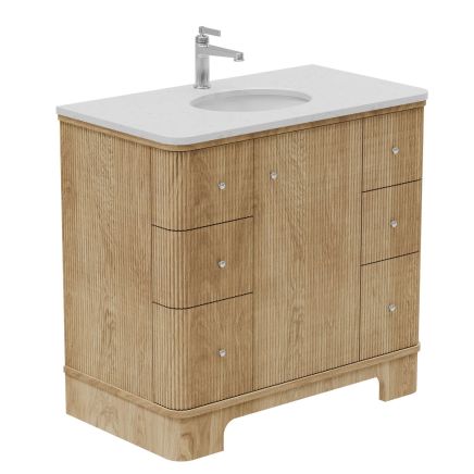 Hayward Natural Oak Ribbed Floor Standing Vanity Unit 900mm