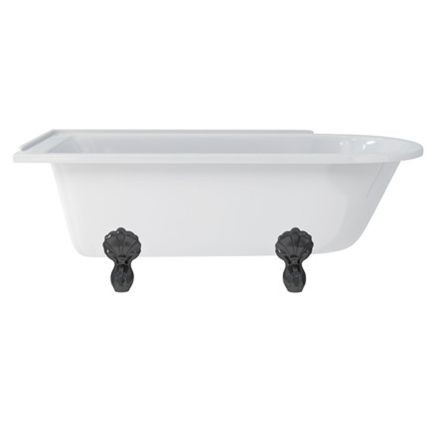 Burlington Hampton Left Handed Showering Bath with Black Luxury Claw Feet 1700mm