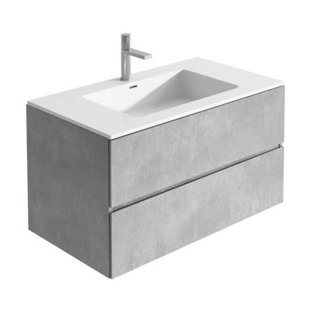 Galyn Concrete Wall Hung Vanity Unit with White Basin 900mm