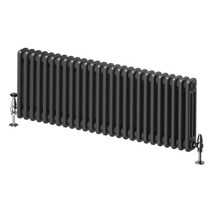 Upton Matt Black Triple Horizontal Column Radiator - 400x1190mm