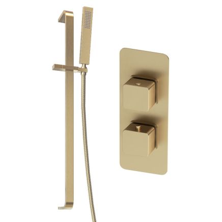 Liva Brushed Gold Concealed Shower Valve & Slide Rail