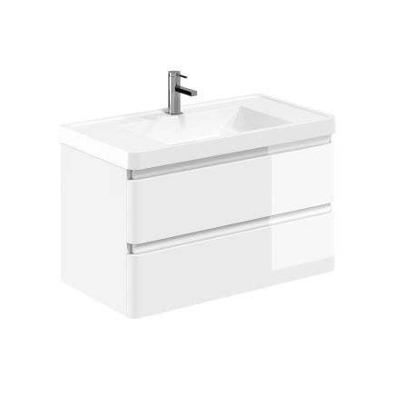Neon Gloss White Wall Hung Vanity Unit with Resin Basin 900mm