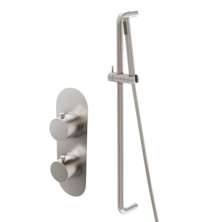 Elora Brushed Nickel Round Concealed Valve Shower Slide Rail Pack