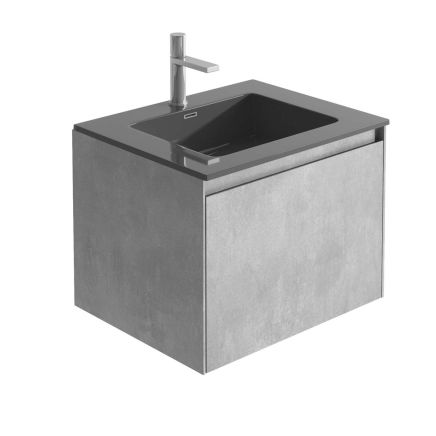 Odion Concrete Wall Hung Vanity Unit with Black Basin 600mm