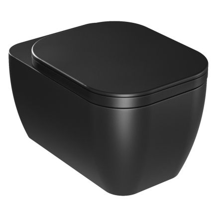 Micheli Matt Black Rimless Wall Hung Toilet with Soft Close Seat