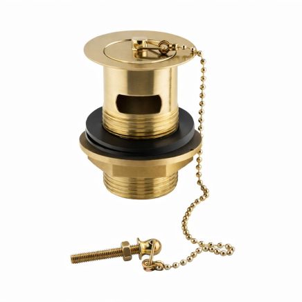 Brushed Gold Basin Waste Plug And Chain