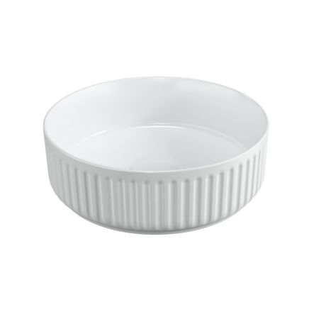 Massa Ribbed White Round Countertop Basin