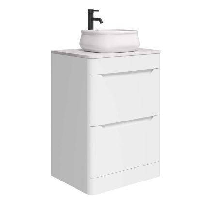 Ellis Floor Standing 500mm Vanity Unit in Matt White with White Worktop