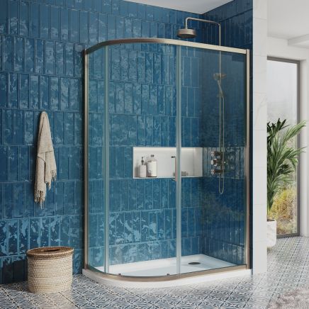 Fabio Brushed Nickel Sliding Shower Door Quadrant 1000x800mm