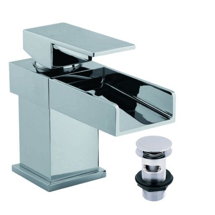 Cairo Chrome Waterfall Basin Mixer Tap & Waste