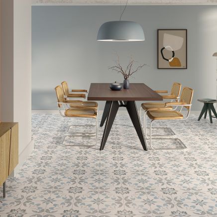 Seville Blue Patterned Matt Ceramic Tile - 450x450mm
