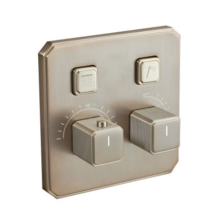 Flint Champagne Gold Square Concealed Thermostatic Shower Valve With Dual Outlet