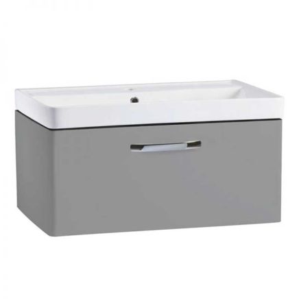 Tavistock Compass Gloss Light Grey Wall Hung Vanity Unit with Ceramic Basin 800mm